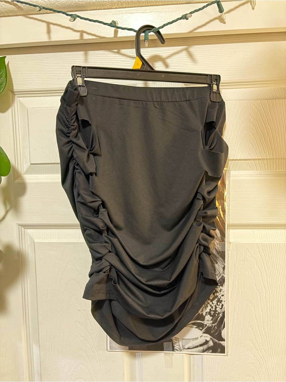 ROMWE Black Ruched Mini Skirt with Draped Detail